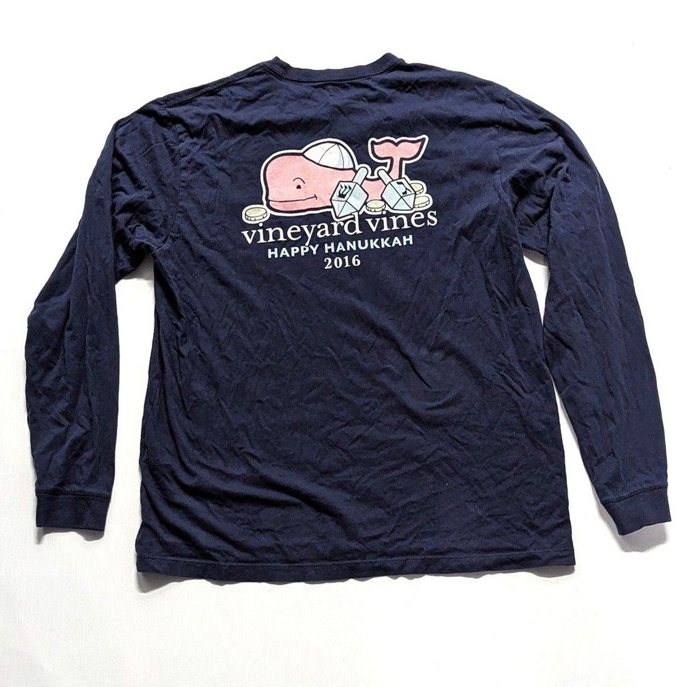 Preppy Hanukkah Whale Graphic Tee Vineyard Vines Nauti Coastal‎ 2016 LS Shirt